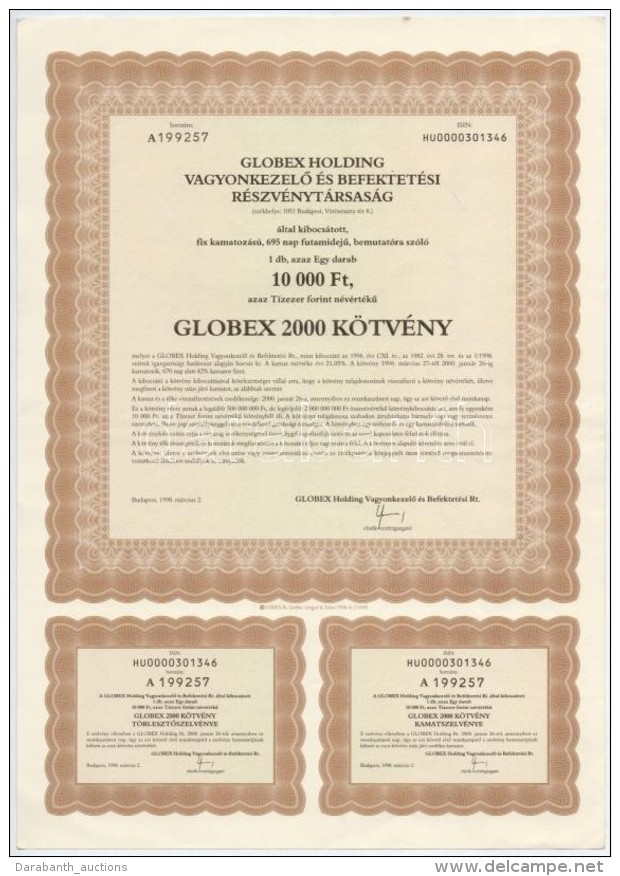Budapest 1998. 'Globex Holding VagyonkezelÅ‘ &eacute;s Befektet&eacute;si... - Non Classés