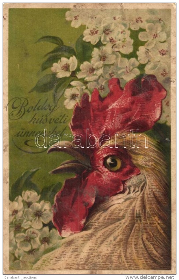 T3 Boldog H&uacute;sv&eacute;ti &Uuml;nnepeket! / Easter, Rooster, Litho - Non Classés