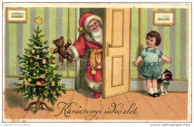 T2/T3 Kar&aacute;csonyi &uuml;dv&ouml;zlet / Christmas, Santa Claus, Litho (EK) - Non Classés