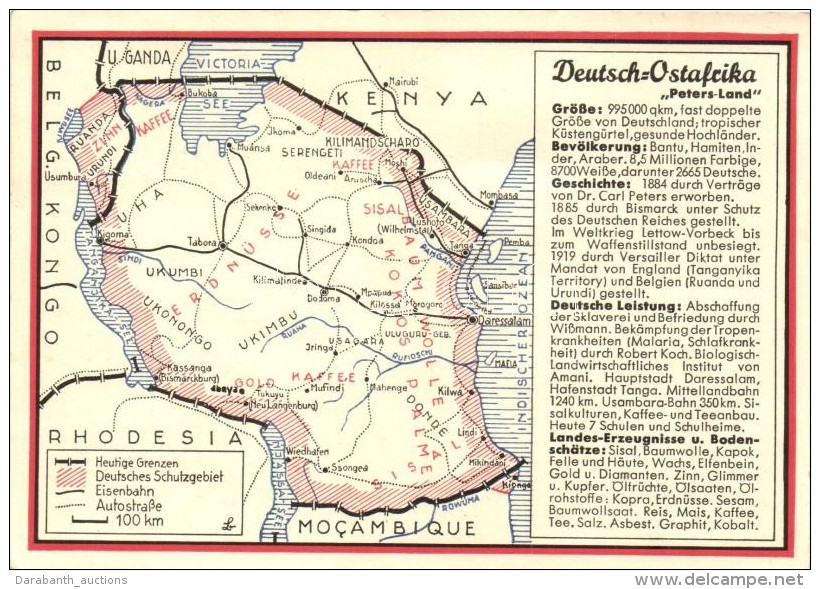 * T2 Deutsch-Ostafrika 'Peters-Land'. Verlag Des Reichskolonialbundes / German East Africa Map '1940 Deutsches... - Non Classés