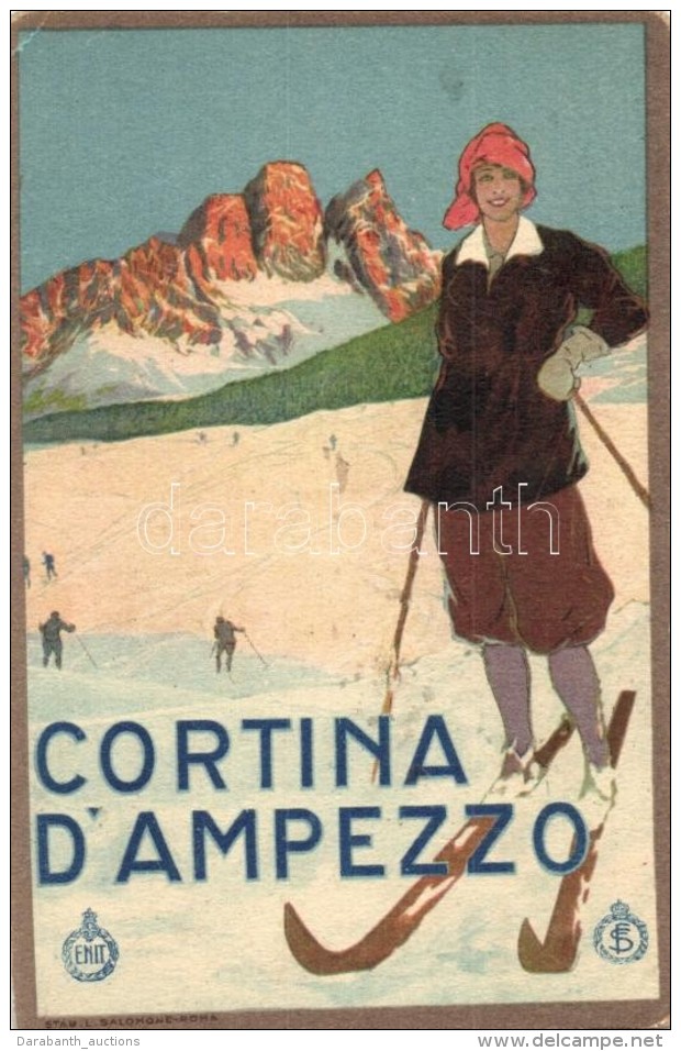** T2/T3 Cortina D'Ampezzo / Tourist Advertisement, Skiing Lady  (EK) - Non Classés