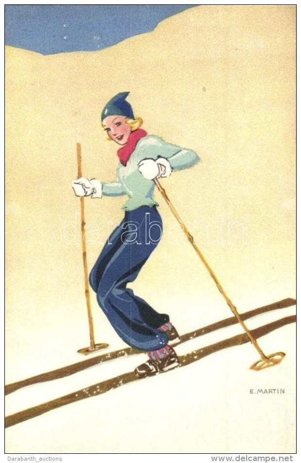 ** T2/T3 Skiing Lady, Edition Stehli No. 606. S: E. Martin - Non Classés