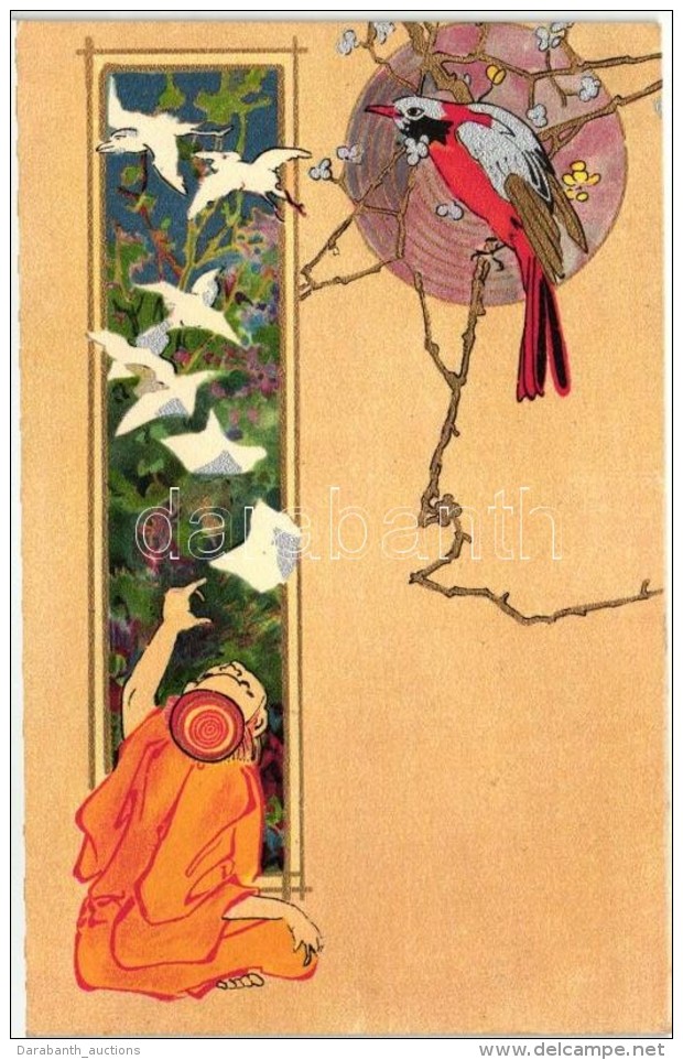 ** T1/T2 Birds, Japanese Art Postcard, Folklore, Litho - Non Classés