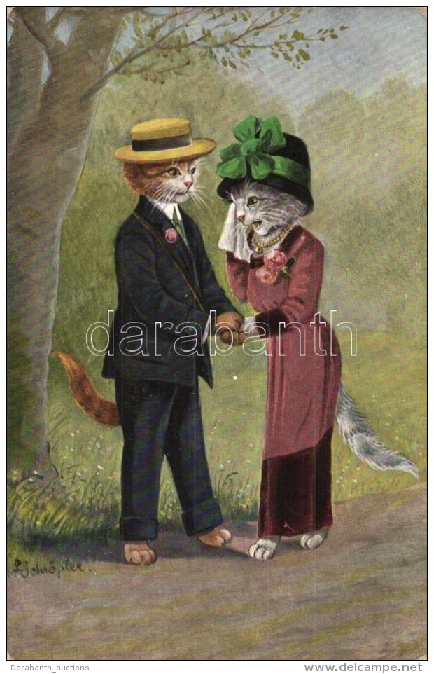 T2 Cat Couple In Clothes, ASM Serie 625. S: Schr&ouml;pler - Non Classés