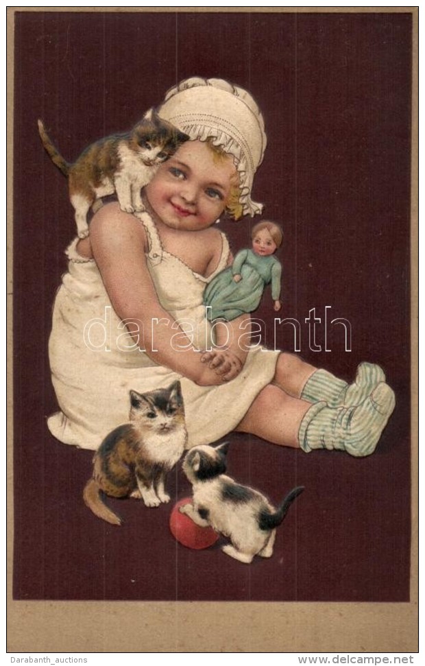 * T2 Girl With Cats, P.F.B. Relief/Radiol No. 8821. Emb. Litho - Non Classés