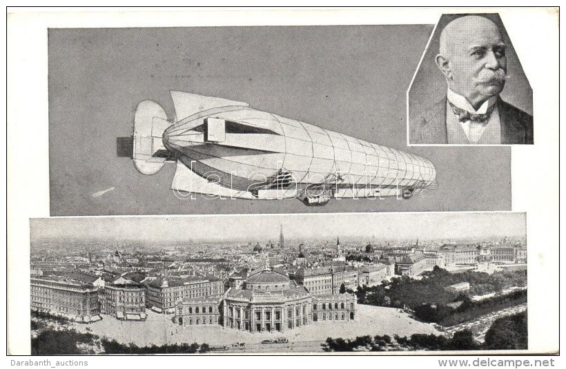 ** T2/T3 Graphic Picture Of An Airship Of Graf Zeppelin With The View Of Wien (EK) - Non Classés