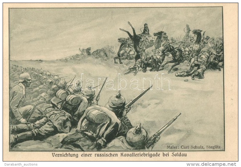 ** T1/T2 Der Weltkrieg. Vernichtung Einer Russischen Kavalleriebrigade  Bei Soldau / WWI Battle Scene, German... - Non Classés