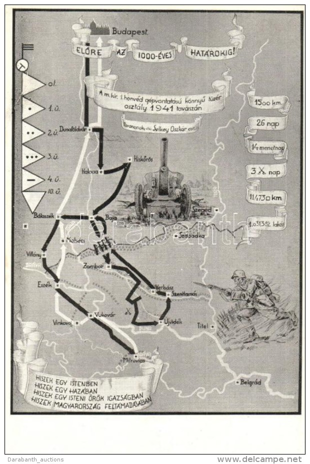 ** T3 1941 ElÅ‘re Az 1000 &eacute;ves Hat&aacute;rokig! Hiszekegy. M. Kir. 1. Honv&eacute;d... - Non Classés