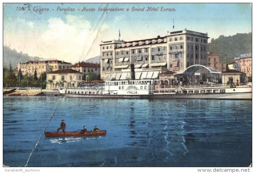 T4 Italian Steamer SS Italia, Lugano, Grand Hotel Europa (fa) - Non Classés