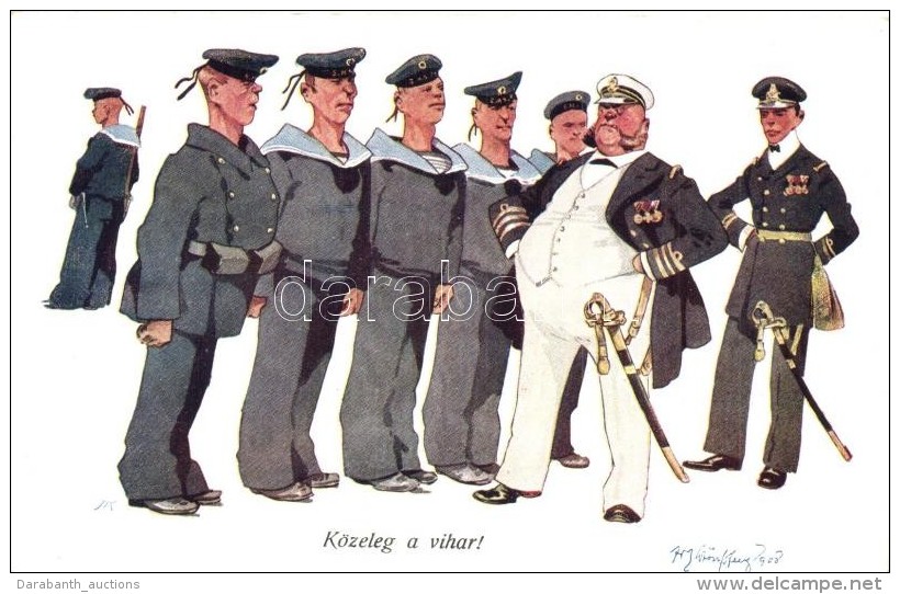 ** T1/T2 K&ouml;zeleg A Vihar! / K.u.K. Kriegsmarine. Mariners Humour, B.K.W.I. 441-11. S: Sch&ouml;npflug - Non Classés