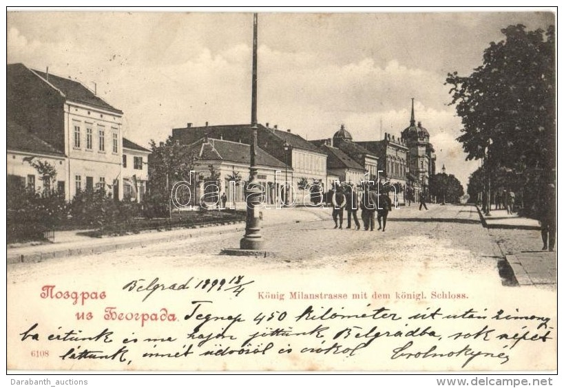 * T2/T3 1899 Belgrade, K&ouml;nig Milanstrasse Mit Dem K&ouml;nigl. Schloss / Street, Castle (EK) - Non Classés