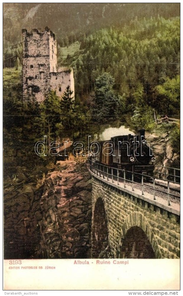 ** T2 Albulabahn, Ruine Campi / Castle Ruins, Locomotive - Non Classés