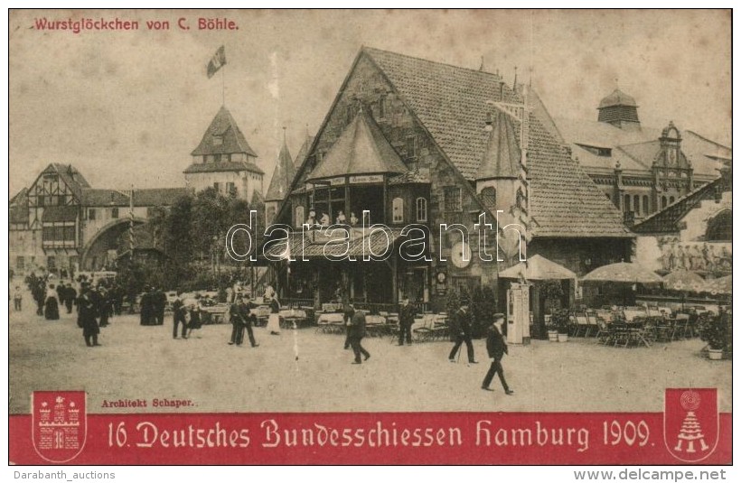 * T2 1909 Hamburg, 16. Deutsches Bundesschiessen Officielle Postkarte, Wurstgl&ouml;ckchen Von C. B&ouml;hle / 16th... - Non Classés