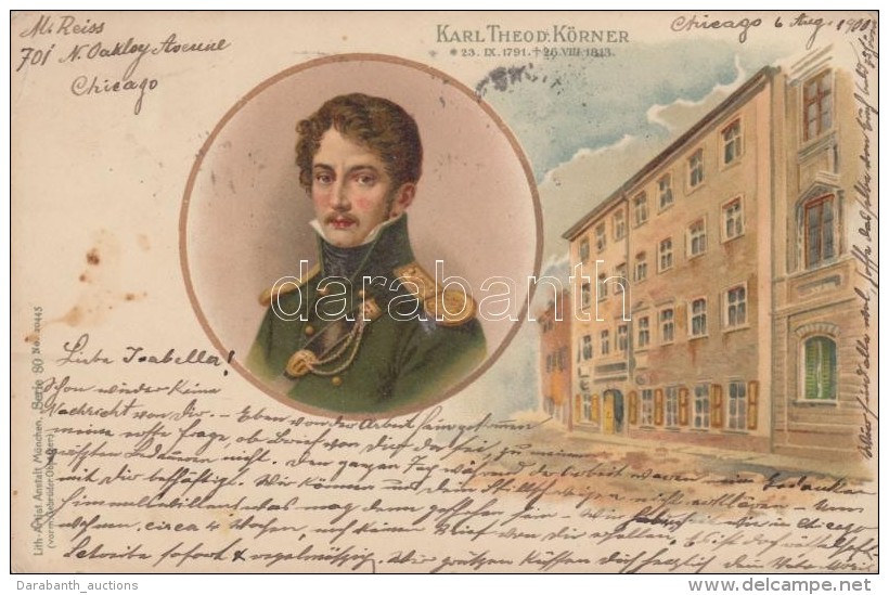 T2/T3 Dresden, Karl Theodor K&ouml;rner Und Sein Geburtshaus / K&ouml;rner's Birth House, Litho (EK) - Non Classés