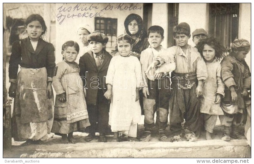 * T2 1917 Skopje, &Uuml;sk&uuml;b; Maced&oacute;n Iskol&aacute;s Gyerekek / Children, Photo + K.u.K.... - Non Classés