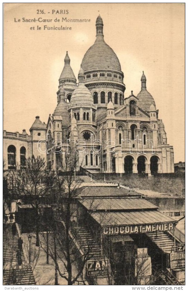 ** T3/T4 Paris, Le Sacre Coeur De Montmartre, Funiculaire, Chocolat-Menier / Funicular, Chocolate Shop (Rb) - Non Classés