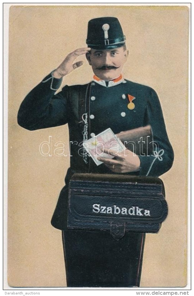 T4 Szabadka, Subotica; Hi&aacute;nyos Post&aacute;s Leporellolap / Postman Leporellocard (missing) - Non Classés
