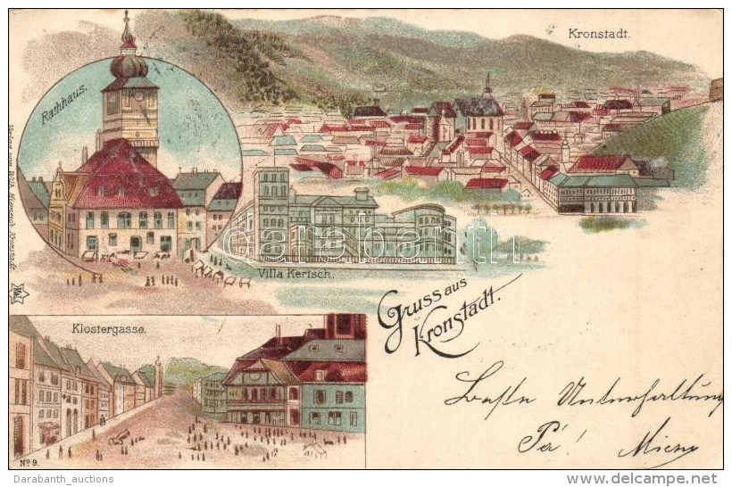 T2/T3 1899 Brass&oacute;, Kronstadt, Brasov; Rathaus, Klostergasse, Villa Kertsch / V&aacute;rosh&aacute;za,... - Non Classés