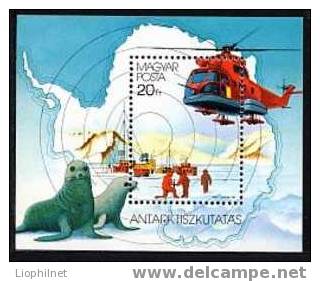HONGRIE 1987, 1 Bloc HELICOPTERE, ANTARCTIQUE, Neuf / Mint. R379 - Helicopters