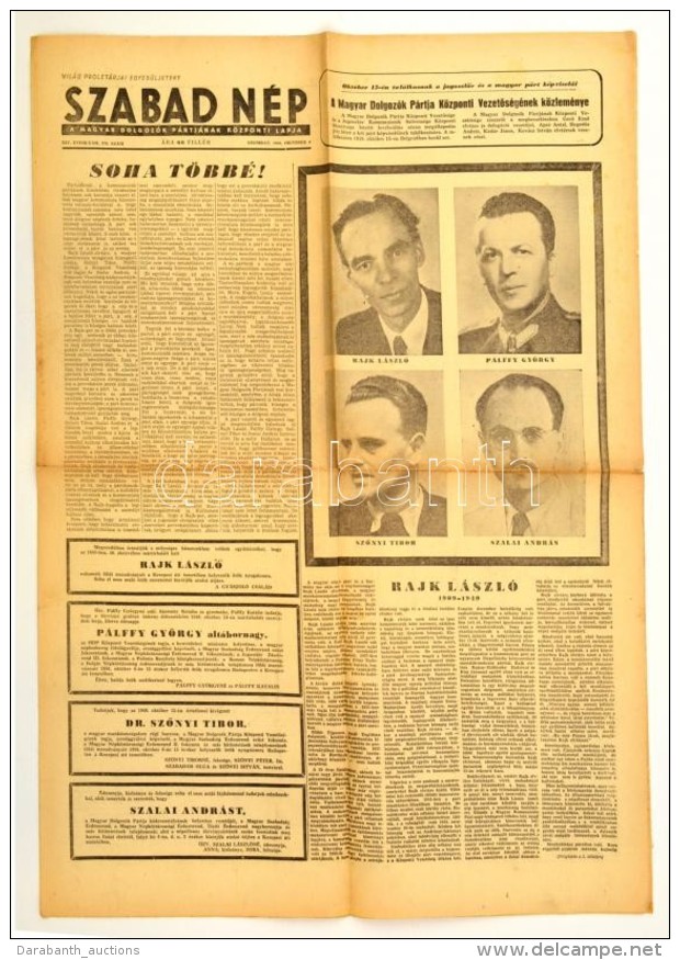 1956 A Szabad N&eacute;p, A Magyar Dolgoz&oacute;k P&aacute;rtj&aacute;nak K&ouml;zponti Lapja Okt&oacute;ber... - Non Classés