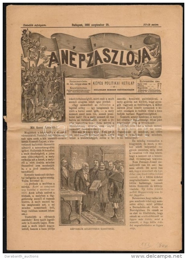 1892 Bp., A N&eacute;p Z&aacute;szl&oacute;ja 7. &eacute;vfolyam&aacute;nak 39. Sz&aacute;ma - Non Classés