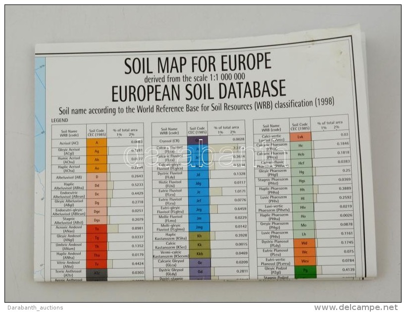 2001 Soil Map For Europe, Eur&oacute;pa Talajt&eacute;rk&eacute;pe, 1:1000000, 95&times;107 Cm - Autres & Non Classés