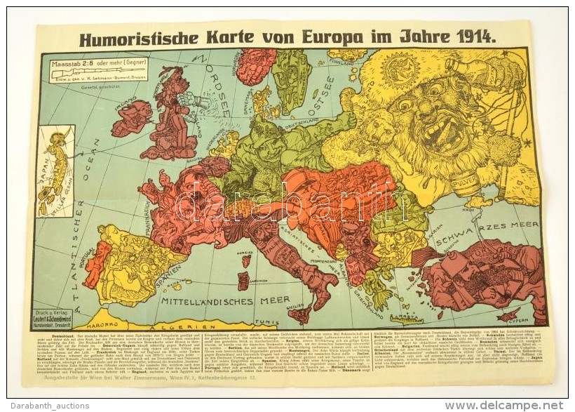 1914 Eur&oacute;pa Humoros T&eacute;rk&eacute;pe, Propaganda T&eacute;rk&eacute;p, Drezda,... - Autres & Non Classés