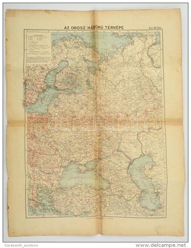 Cca 1915 Az Orosz H&aacute;bor&uacute; T&eacute;rk&eacute;pe, 1:8250000, Kiadja A Magyar F&ouml;ldrajzi... - Autres & Non Classés