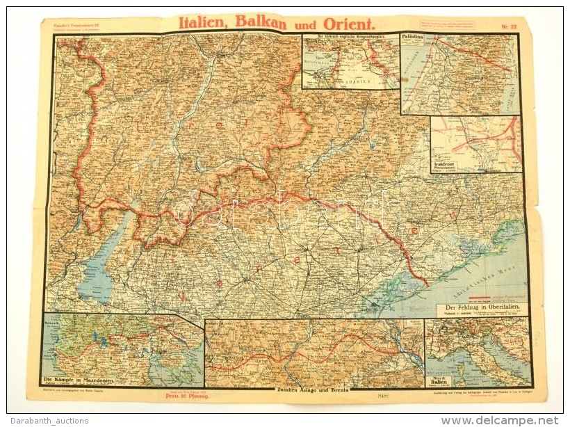 1918 Paasche's Frontkarte: Der Westliche Kriegsschauplatz/Italien, Balken, Und Orient, Stuttgart, Paasche&amp;Luz,... - Autres & Non Classés
