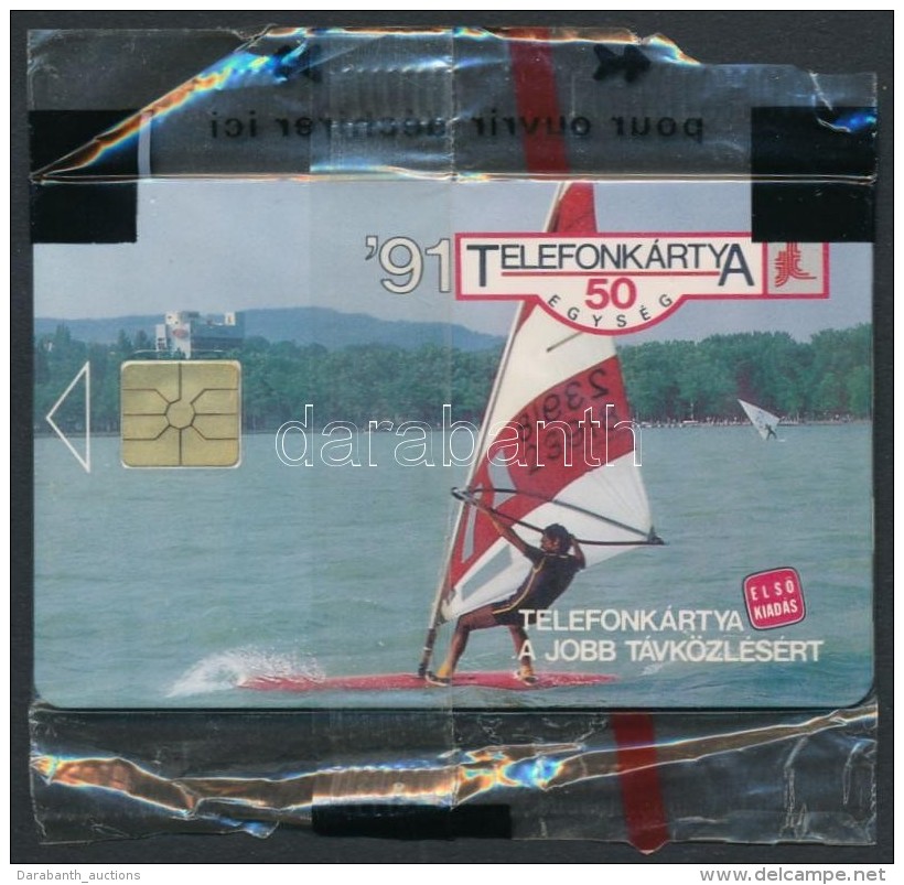 1991 'Balaton Surf' Telefonk&aacute;rtya Eredeti, 50 Egys&eacute;ges, Bontatlan Csomagol&aacute;sban, - Non Classés