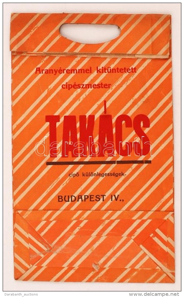 Cca 1930 Bp., V. Tak&aacute;cs Cip&eacute;sz Rekl&aacute;mgrafik&aacute;val D&iacute;sz&iacute;tett Pap&iacute;r... - Publicités