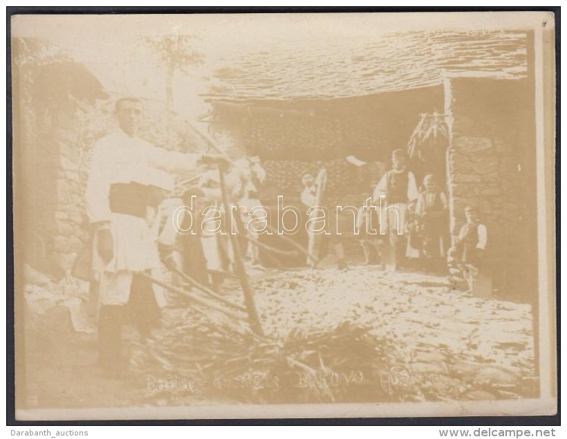 Cca 1910 Szerbia Bukovo, Kukoricah&aacute;nt&aacute;s Fot&oacute; / Serbia, Bukovo, Batting The Corn 9x12 Cm - Autres & Non Classés