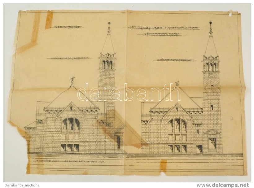 1926 A Csillaghegyi Reform&aacute;tus Templom Terve. Sz&aacute;ntay Endre Jelzett Tusrajza. Szakad&aacute;sokkal.... - Non Classés