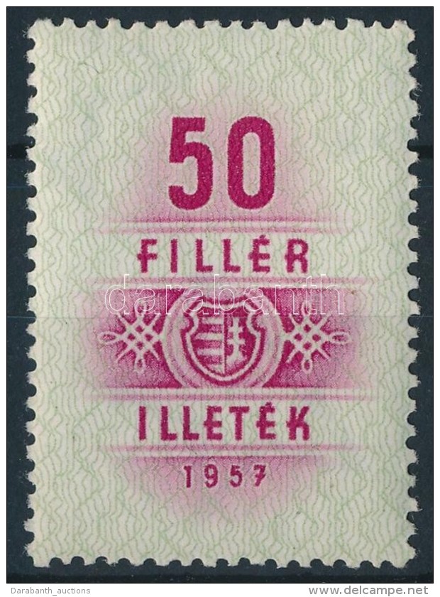 ** 1957 Illet&eacute;kb&eacute;lyeg 50f Kossuth C&iacute;merrel, Ritka! (350.000) / Fiscal Stamp With The Old Coat... - Non Classés