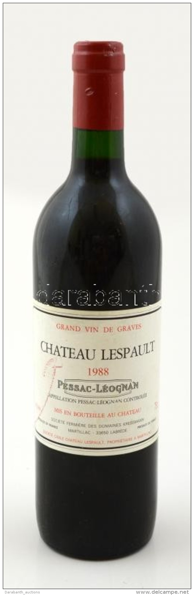 Chateneuf Lespault 1988 Bontatlan Palack Francia V&ouml;r&ouml;sbor / Unopenedd Bottle French Red Wine - Autres & Non Classés