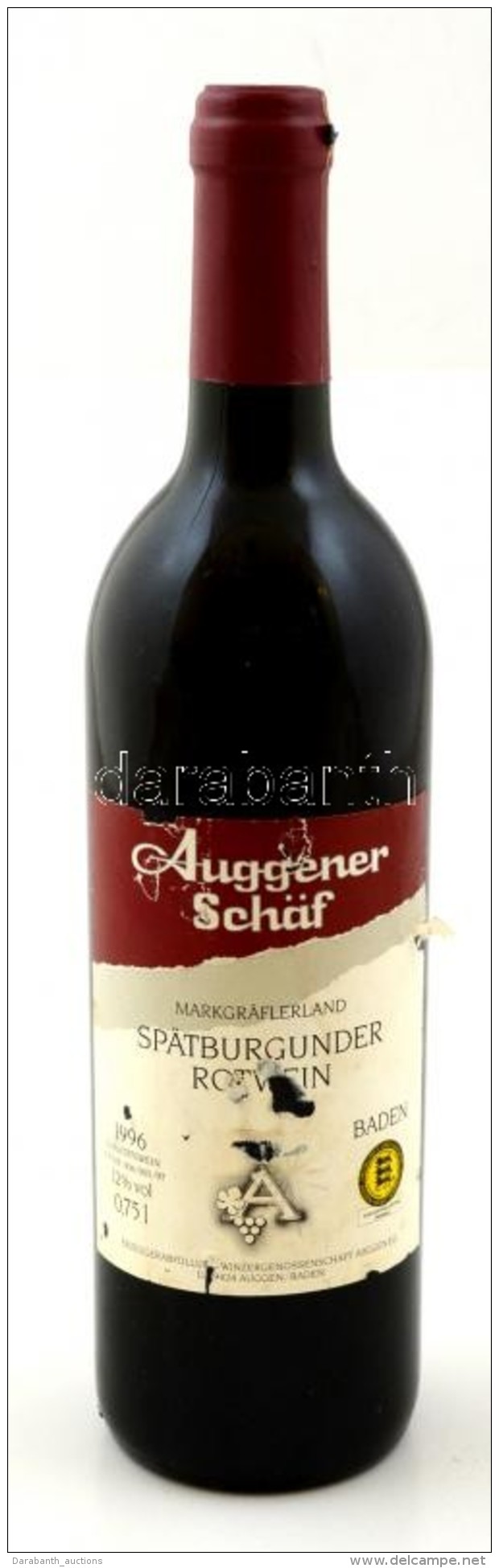 Auggener Sch&auml;f 1996 Bontatlan Palack N&eacute;metv&ouml;r&ouml;sbor / Unopened Bottle German Red Wine - Autres & Non Classés