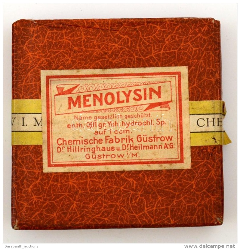 Menolysin R&eacute;gi Gy&oacute;gyszeres Dobozka, Tartalommal, 7x7x1,5 Cm - Autres & Non Classés