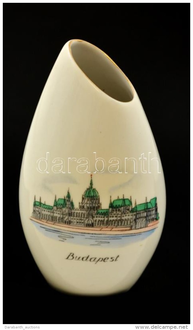 Budapest Parlamentet &aacute;br&aacute;zol&oacute; Aquincum Porcel&aacute;n V&aacute;z&aacute;cska 11 Cm. Jelzett,... - Altri & Non Classificati