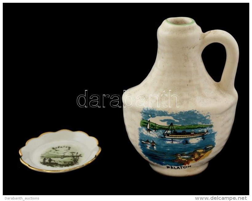 Balaton K&eacute;pes Porcel&aacute;n Kulacs &eacute;s Kis T&aacute;ny&eacute;r. Aquincum Porcel&aacute;n 11 Cm - Autres & Non Classés