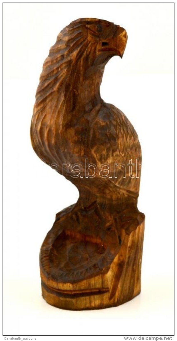 Faragott Fa S&oacute;lyom Szobor Karddal. / Carved Wood Eagle Statue 26 Cm - Autres & Non Classés