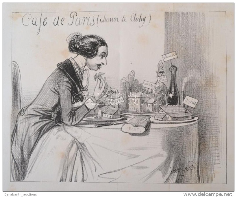 1839 Cafe De Paris. Politikai Karikat&uacute;ra. KÅ‘nyomat / Lithographed Political Caricature. 24x32 Cm - Estampes & Gravures