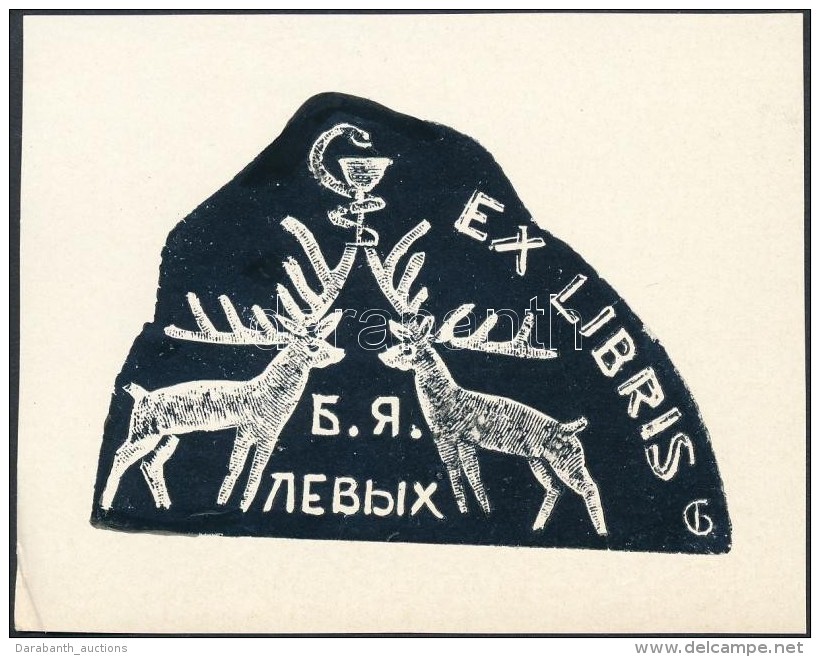 Gebus-Baranecka, Sztefanyija Mefogyijivna (1905-1985): Ex Libris B. Ja. Levih, Fametszet, Pap&iacute;r, Jelzett A... - Autres & Non Classés