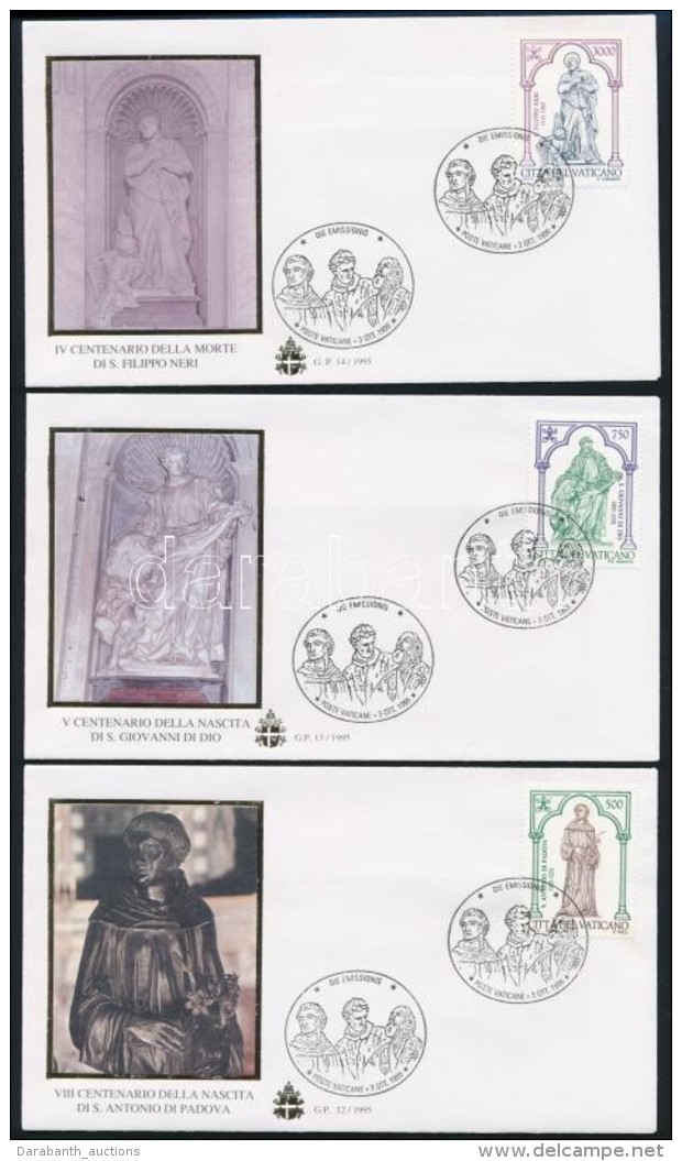 1995 Padovai Szent Antonius Sor 3 Db FDC-n Mi 1158-1160 - Autres & Non Classés