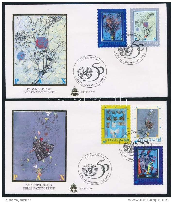 1995 50 &eacute;ves Az ENSZ; Modern Festm&eacute;nyek Sor 2 Db FDC-n Mi 1153-1157 - Autres & Non Classés