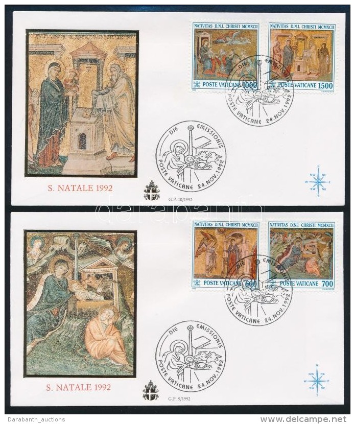 1992 Kar&aacute;csony, Mozaikok Sor 2 Db FDC-n Mi 1075-1078 - Autres & Non Classés