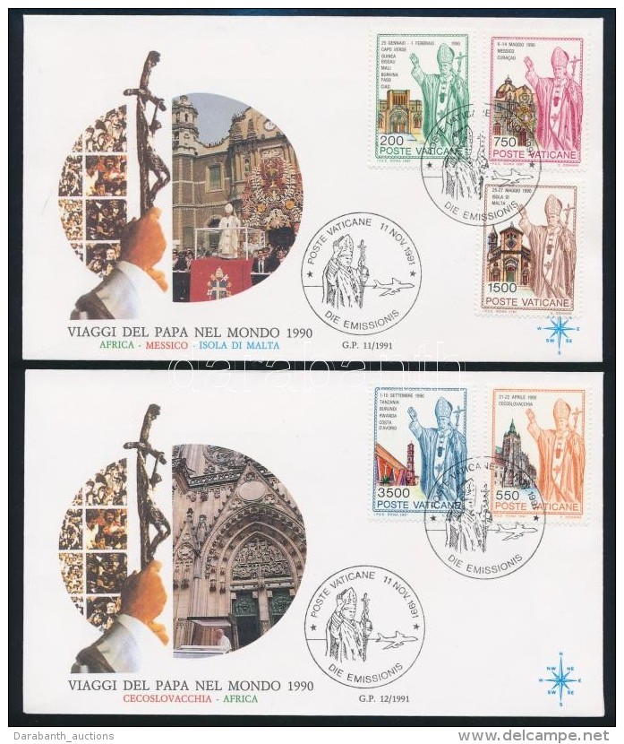 1991 II. J&aacute;nos P&aacute;l P&aacute;pa Utaz&aacute;sai Sor 2 Db FDC-n Mi 1046-1050 - Autres & Non Classés