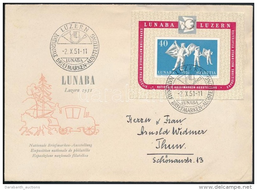 1951 LUNABA B&eacute;lyegki&aacute;ll&iacute;t&aacute;s Blokk Lev&eacute;len /LUNABA Stamp Exposition Block On... - Autres & Non Classés