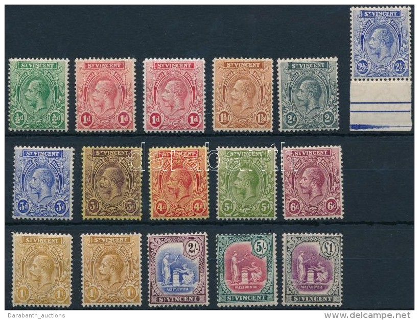 ** * 1921 Forgalmi Sor Sz&iacute;nv&aacute;ltozatokkal Mi 98-111 With Colour Varieties (Mi 99, 111 Falcos / Hinged) - Autres & Non Classés