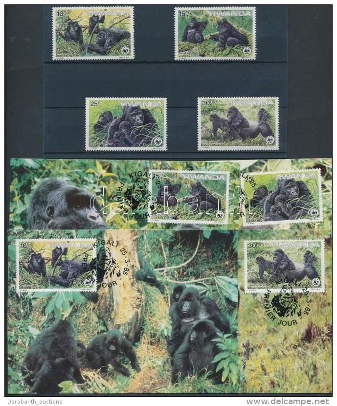 ** 1985 WWF Hegyi Gorilla Sor Mi 1292-1295 + 4 CM + 4 FDC-n - Autres & Non Classés