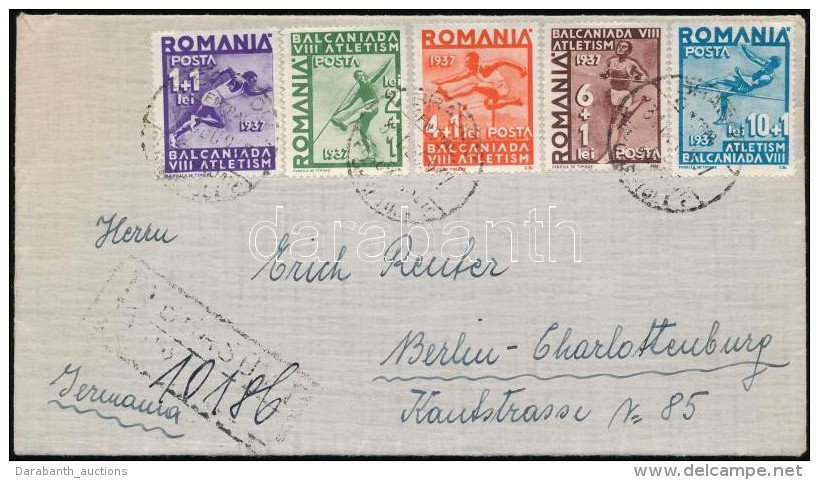 1937 Balcaniada Sor Aj&aacute;nlott Lev&eacute;len Berlinbe / Sports Set On Airmail Cover To Berlin - Autres & Non Classés